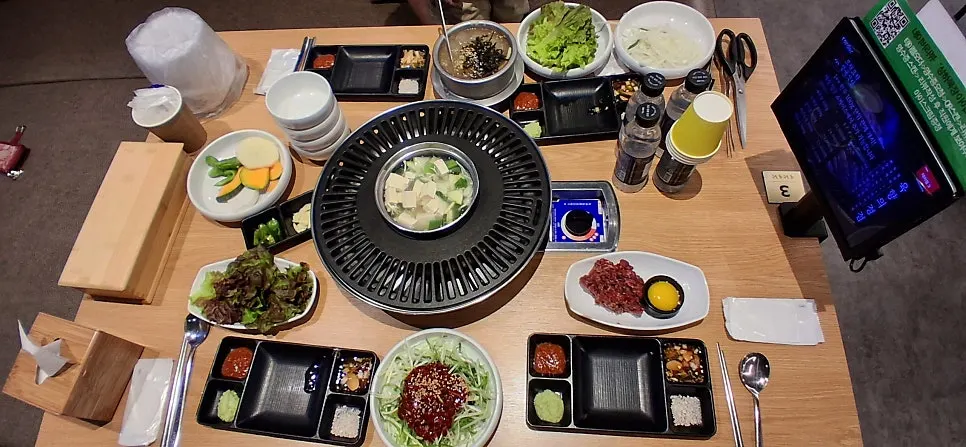 Basic side dishes set out for the table charge