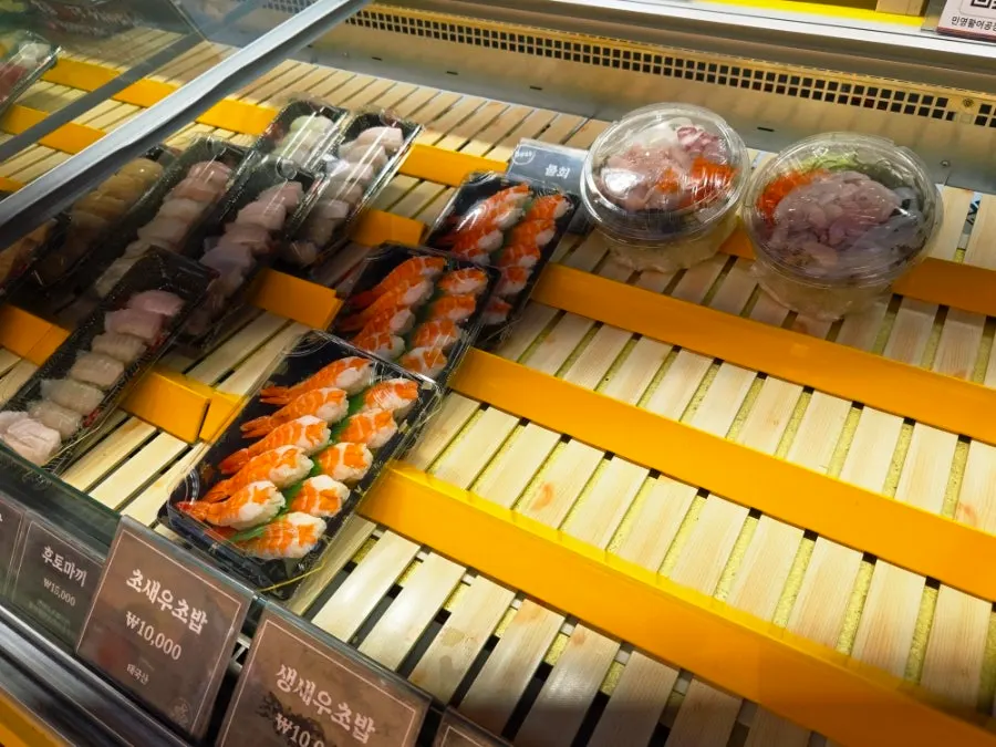 View toward the kitchen area where sushi is made