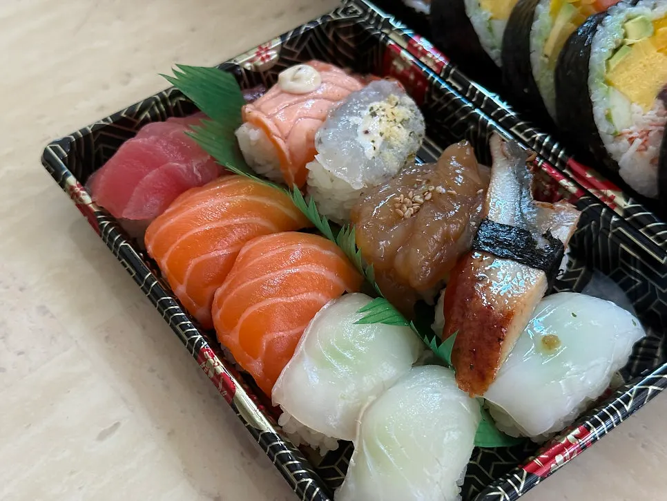 Special sushi set with various types of fish