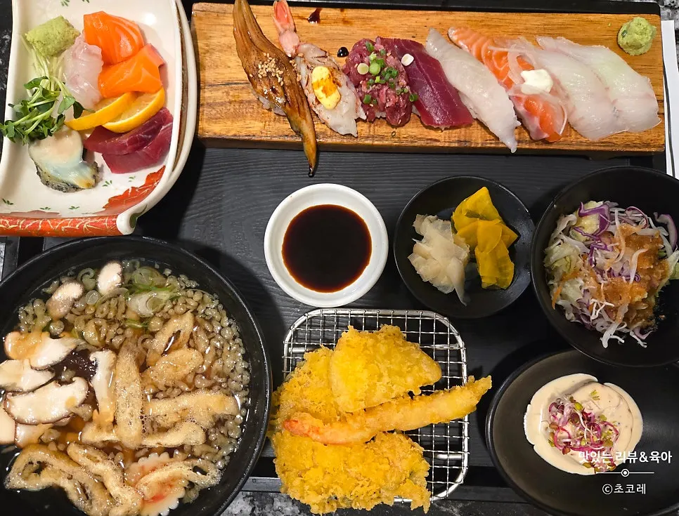 Sign for a Naver receipt review event offering 2 pieces of shrimp sushi
