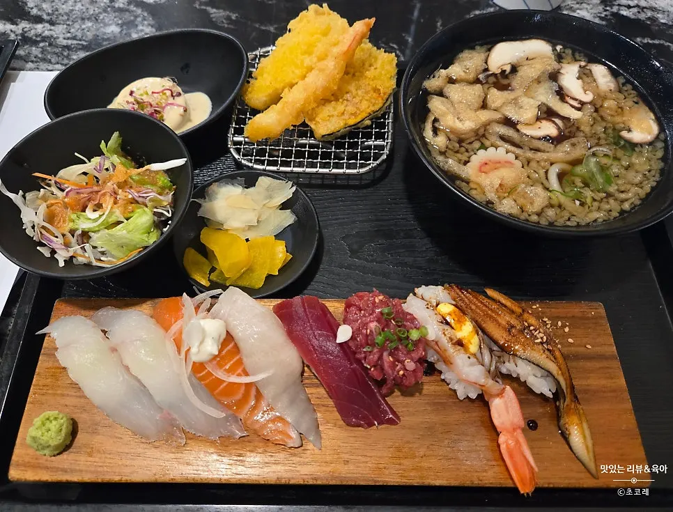Plate of thickly cut assorted sashimi