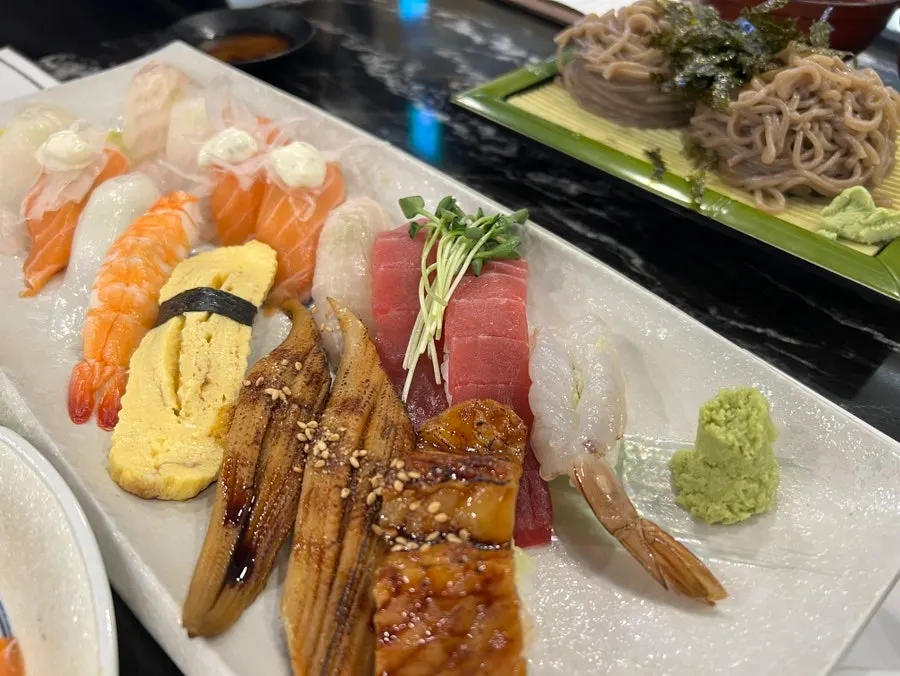 Plate of sushi from the 2-person set