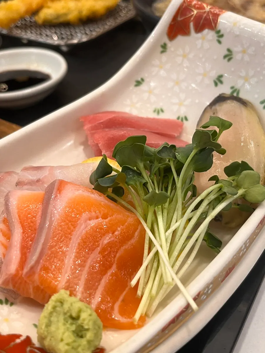 Shrimp sushi lightly cooked on top