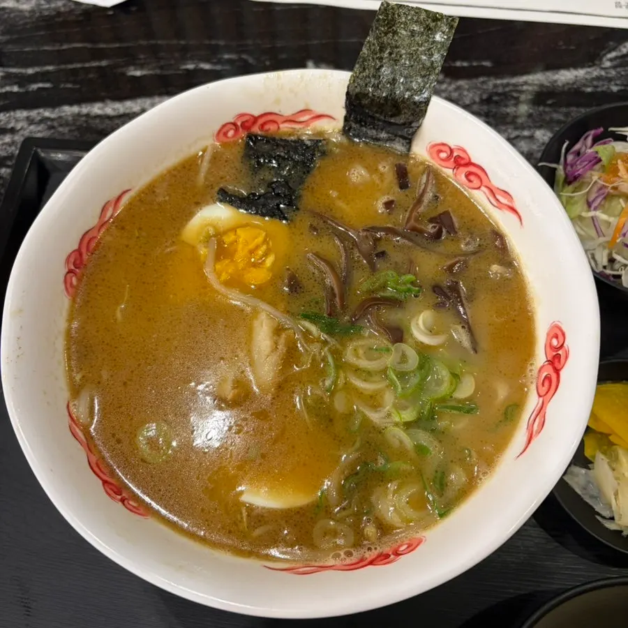 Broth and noodles of the tonkotsu ramen