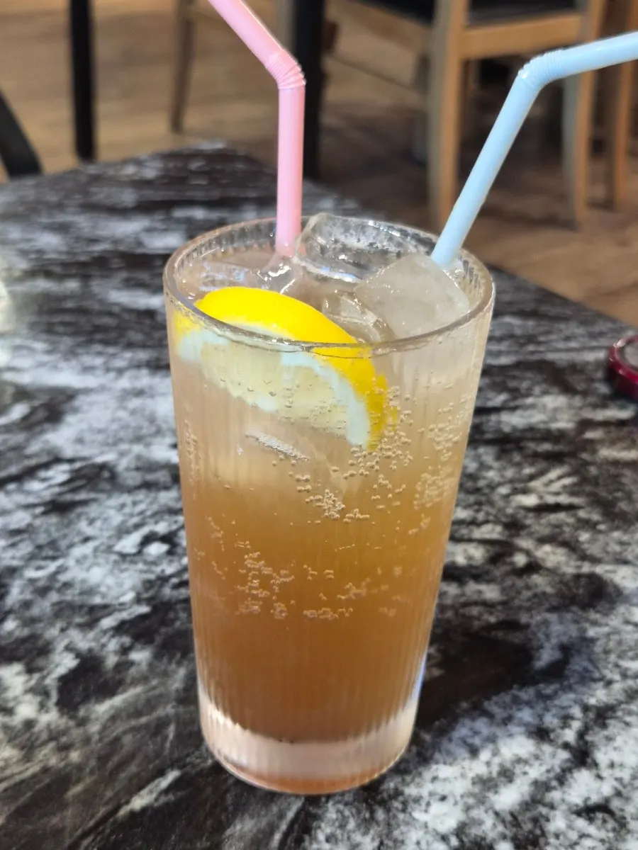 A glass of house-made plum ade at Moshi Moshi PNU Branch