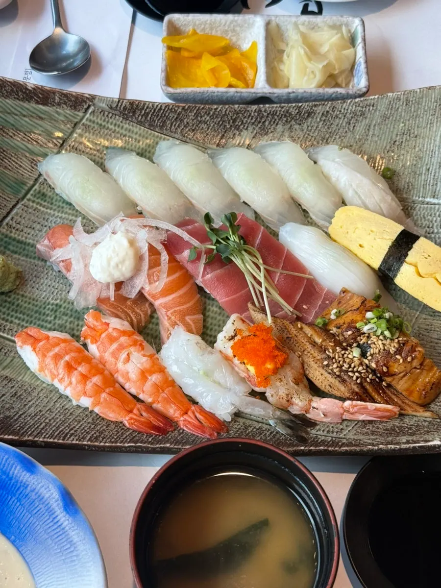 Table full of food at Moshi Moshi