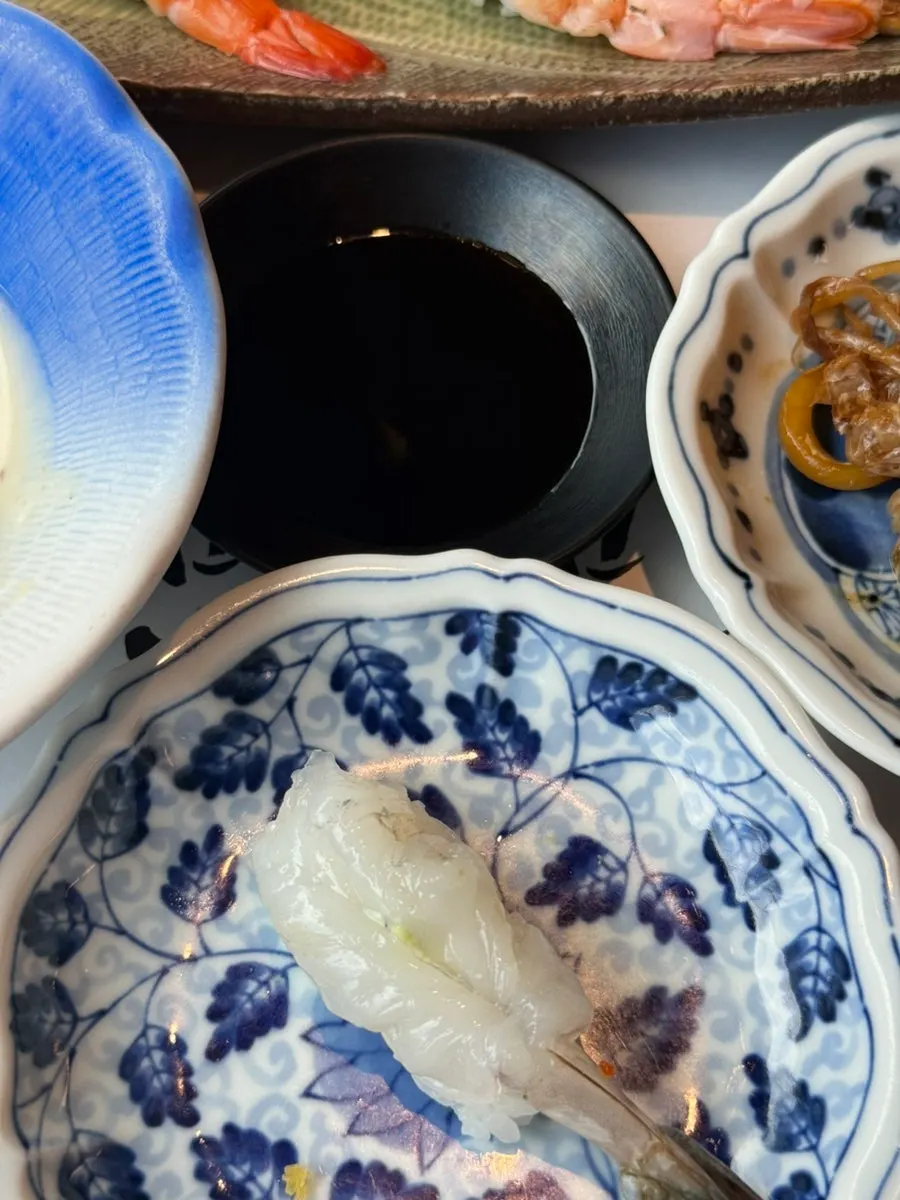 Plump raw shrimp sushi