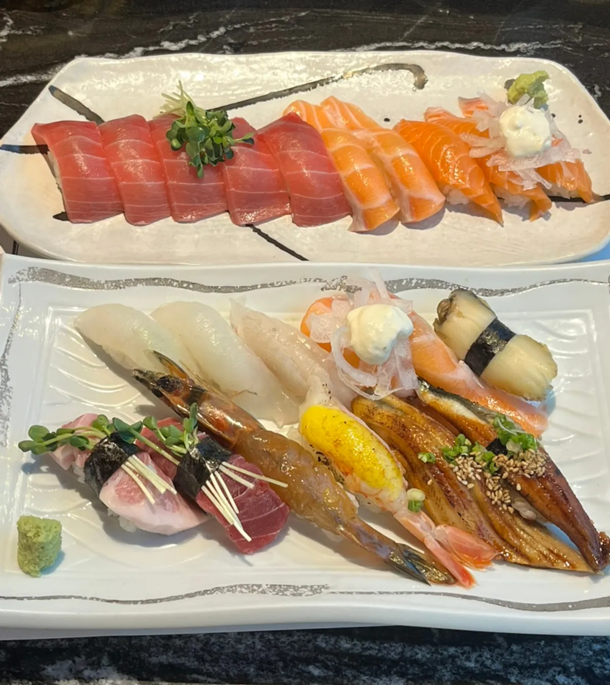 Full spread of omakase sushi at Moshi Moshi PNU Branch