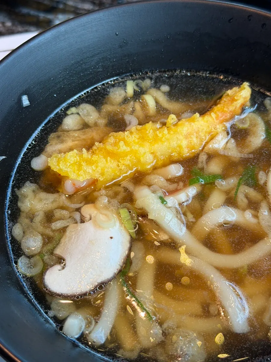 Cross-section of a bitten piece of tempura