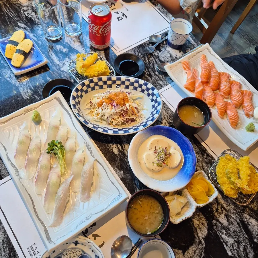 Generously arranged full spread of Moshi Moshi sushi