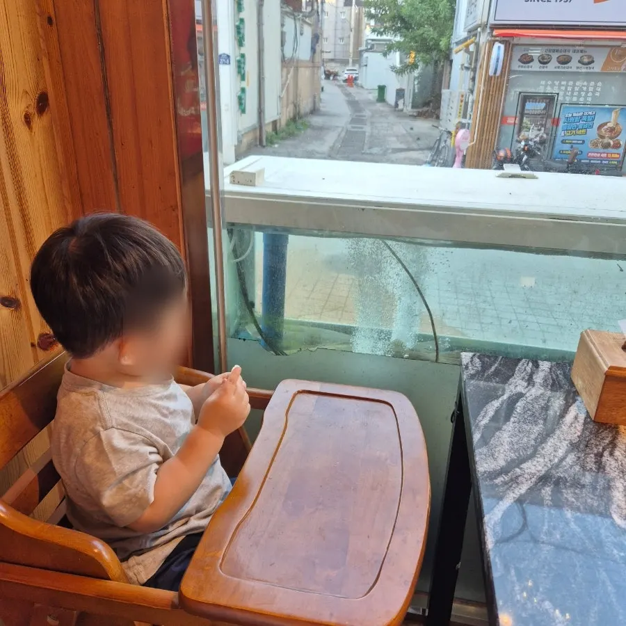 Fish tank with live fish inside the restaurant