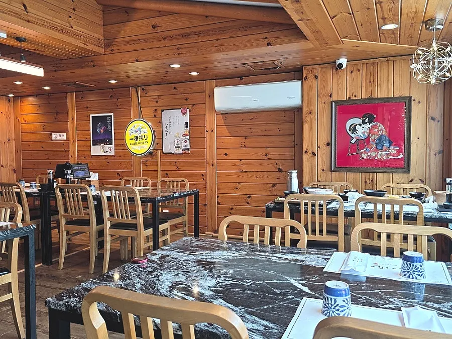 Interior with widely spaced tables