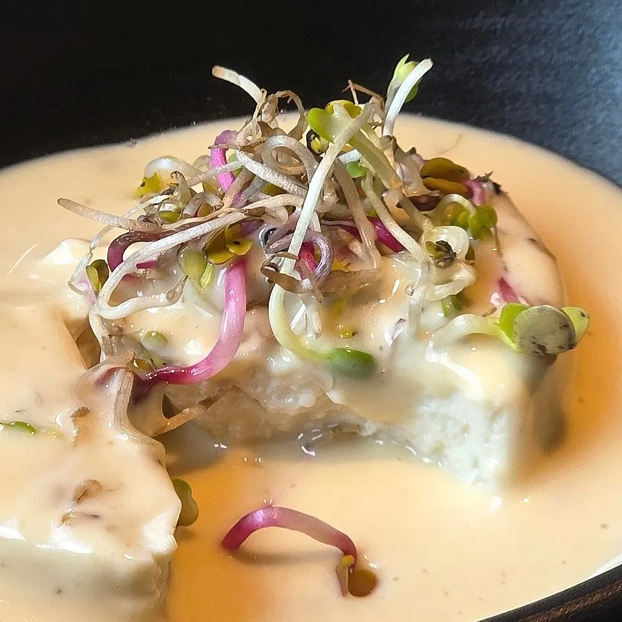 Close-up of the tofu salad