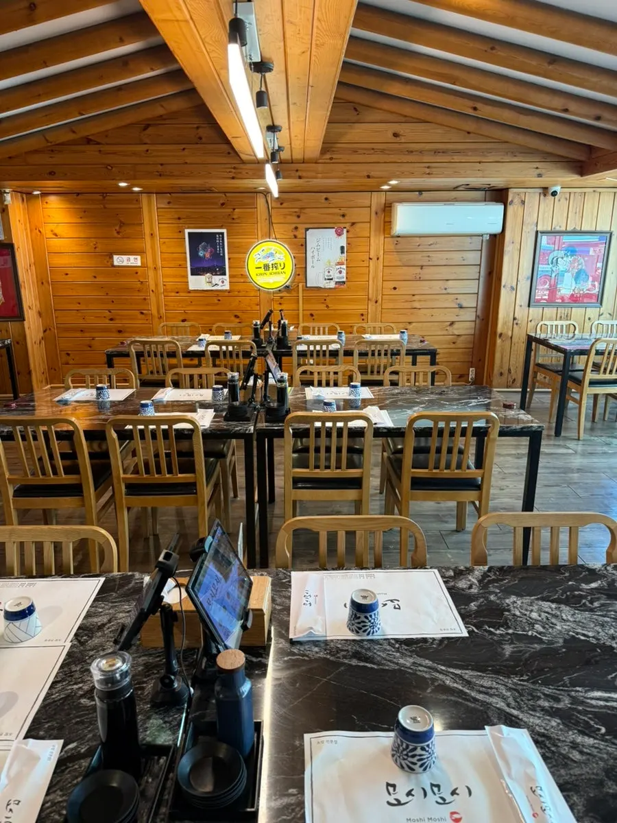 Spacious interior with table layout