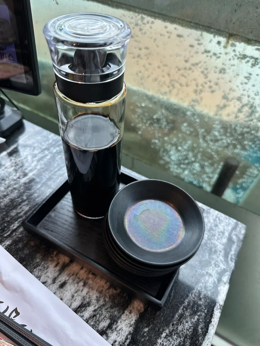 Soy sauce and basic table setting