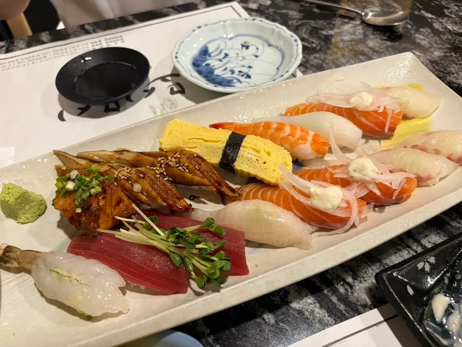 The 16-piece sushi plate that arrived first
