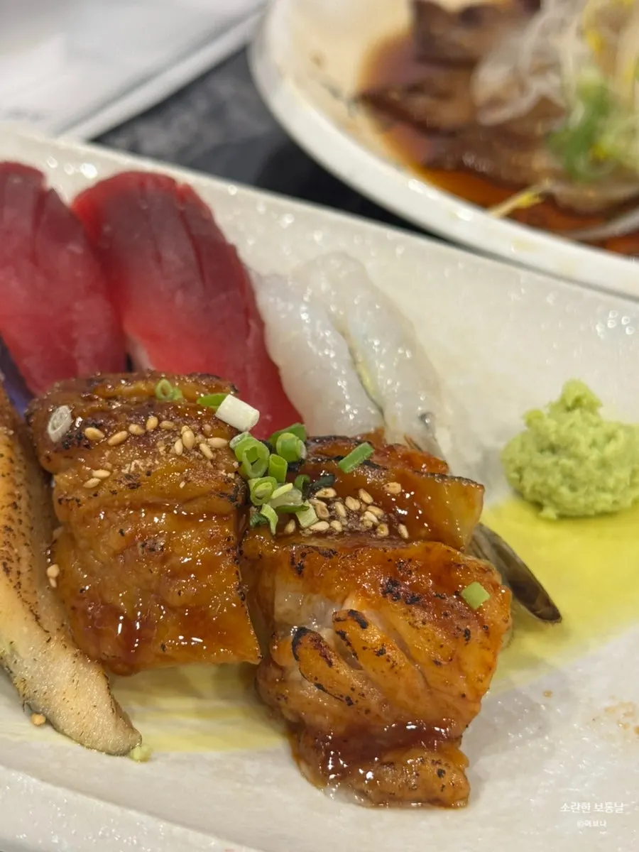 Close-up of salmon sushi