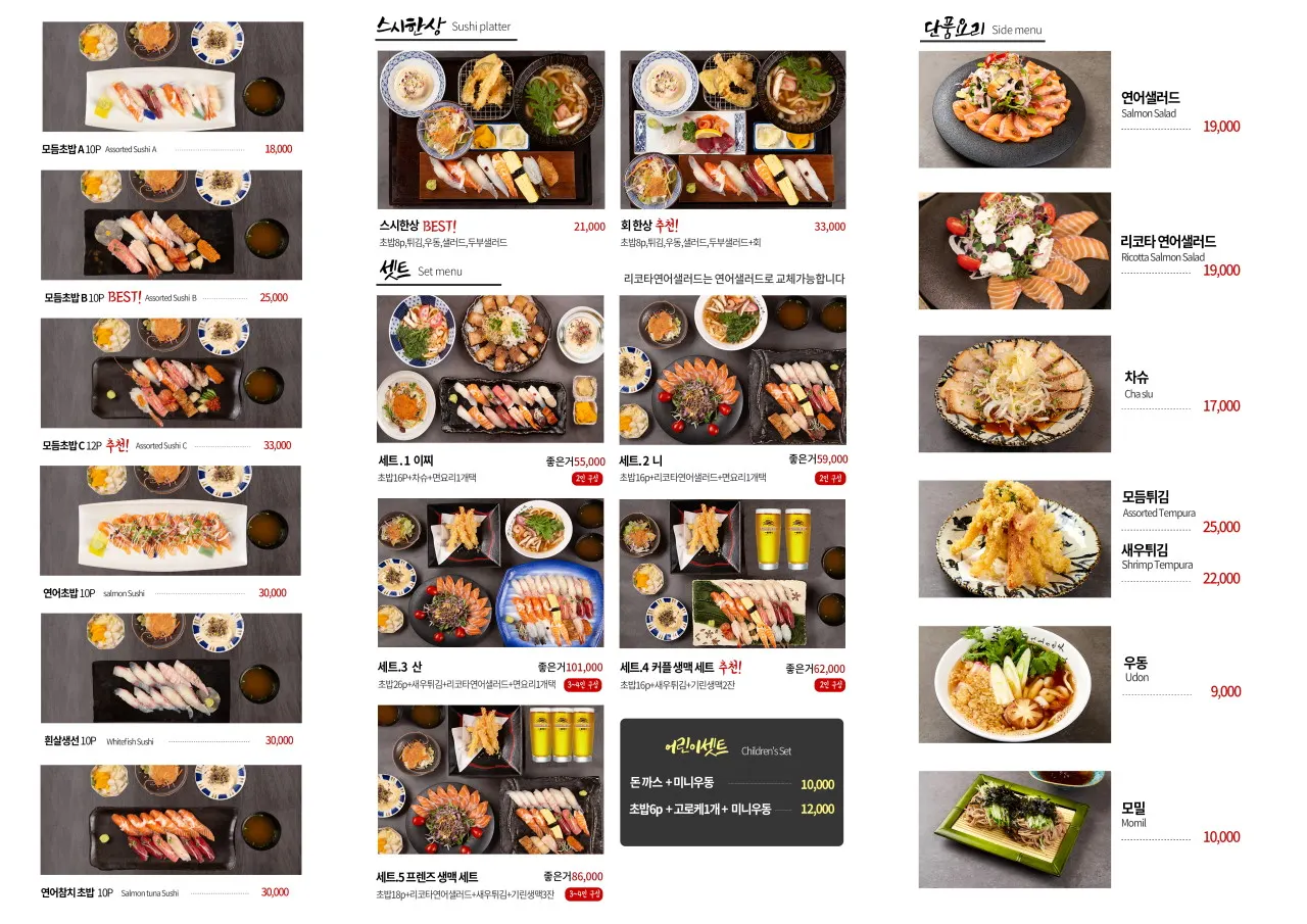 Set menu composition guide image