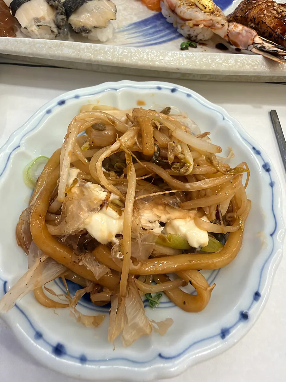 Seafood yaki udon swapped in for the noodle dish