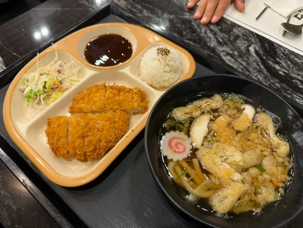 Table set with both the sashimi platter and sushi platter