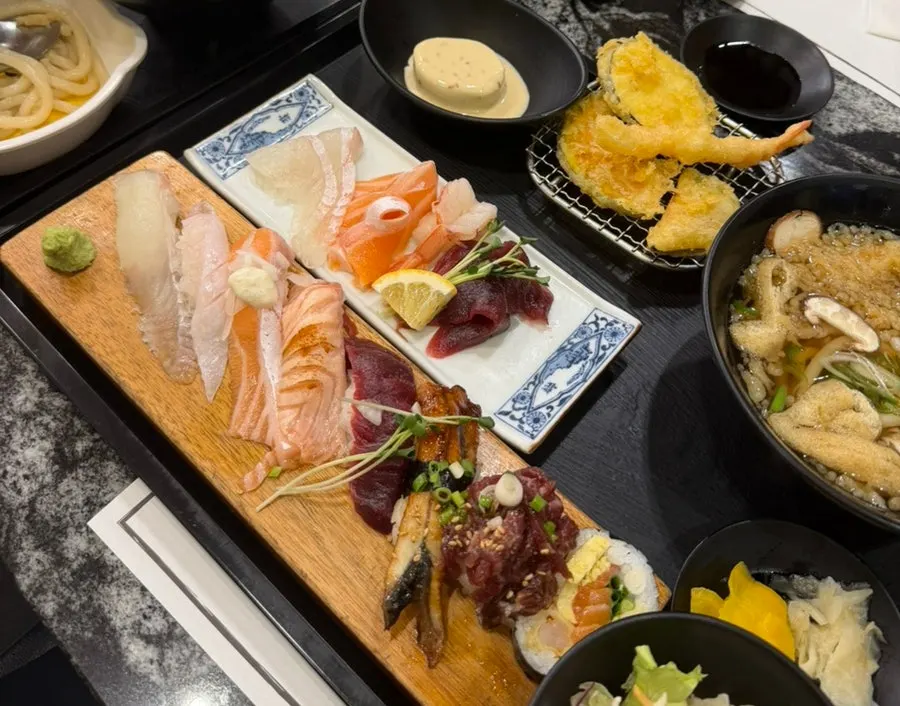 Assortment of sashimi from the sashimi platter