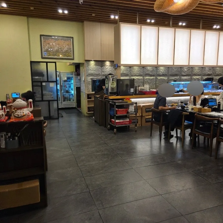 Interior of Moshi Moshi Sushi on the 10th floor of the department store