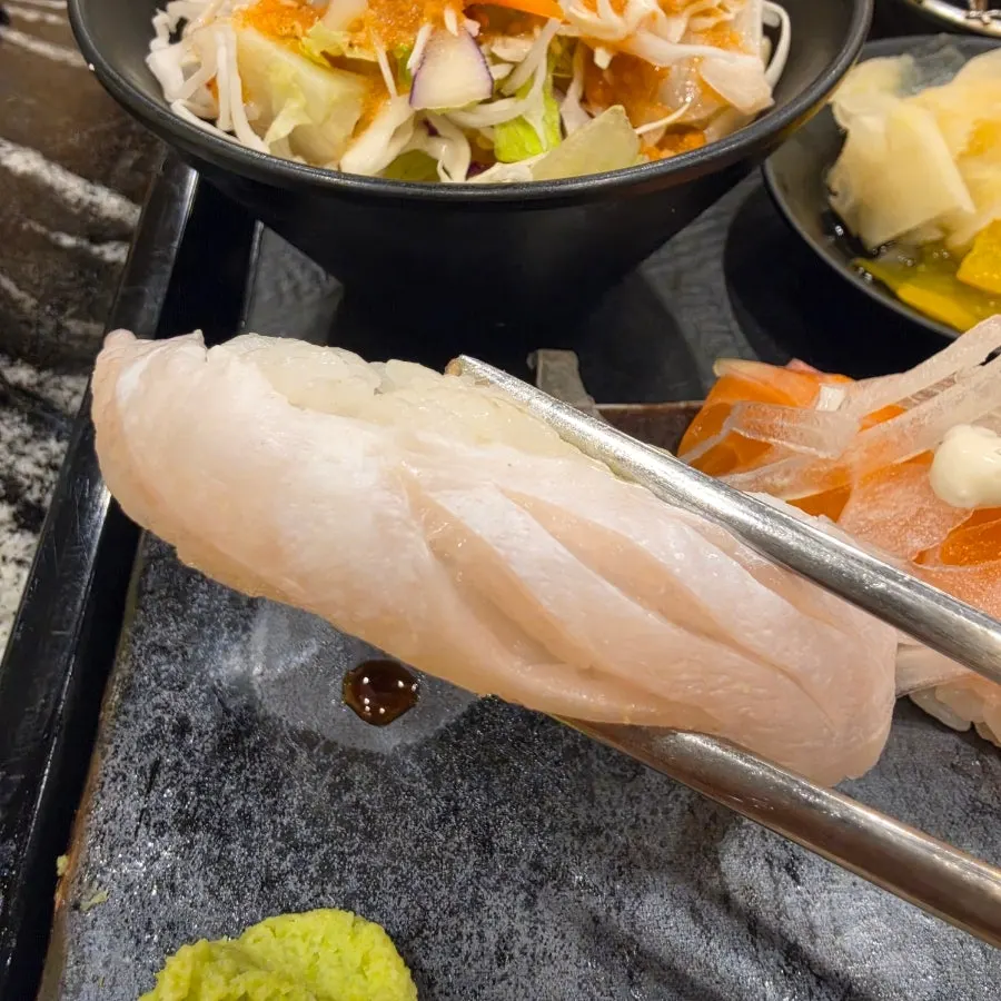 Nutty halibut fin sushi