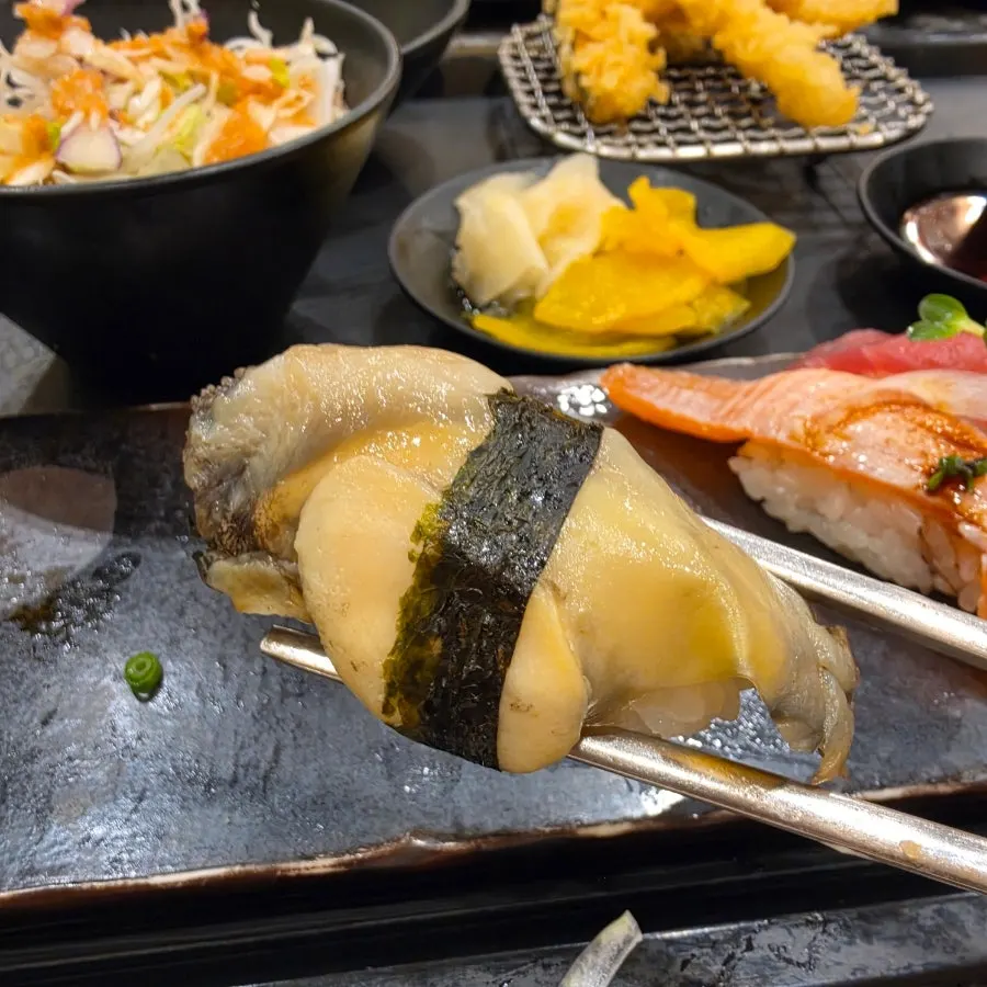 Chewy abalone sushi