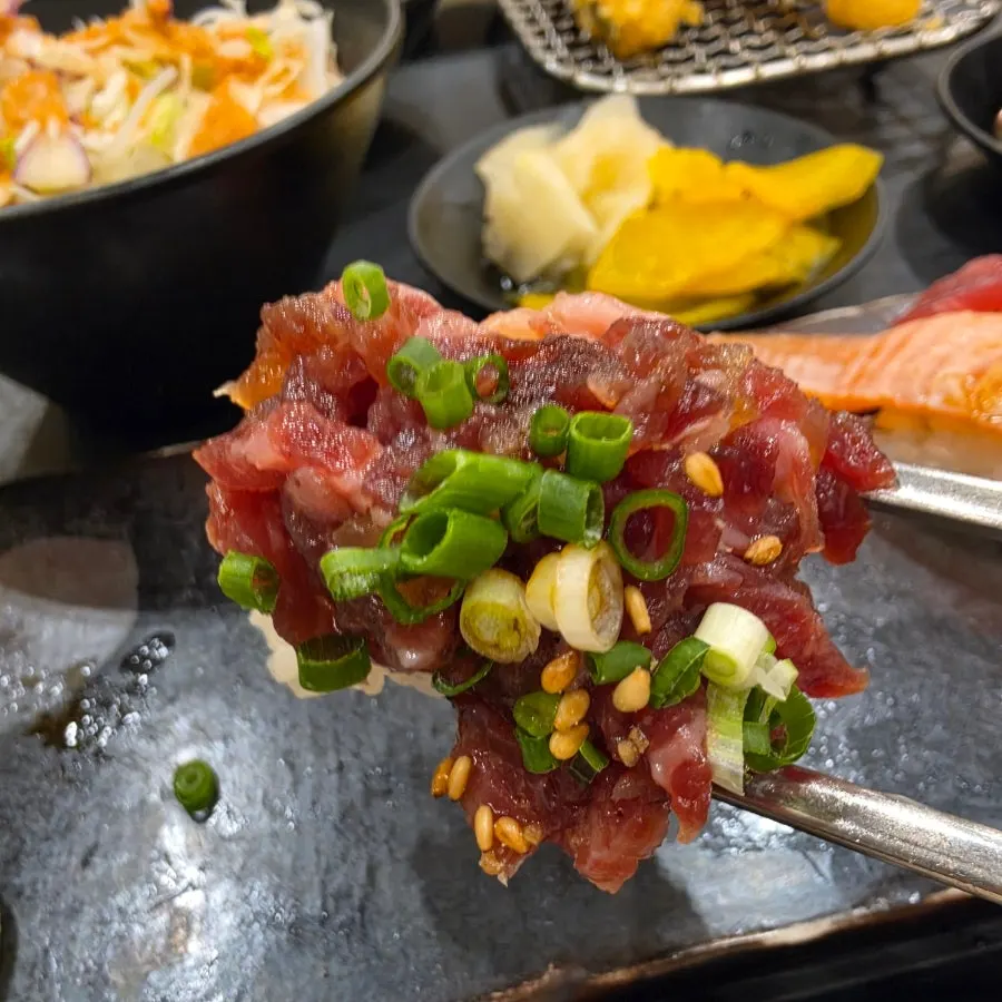 Remaining sushi on the plate