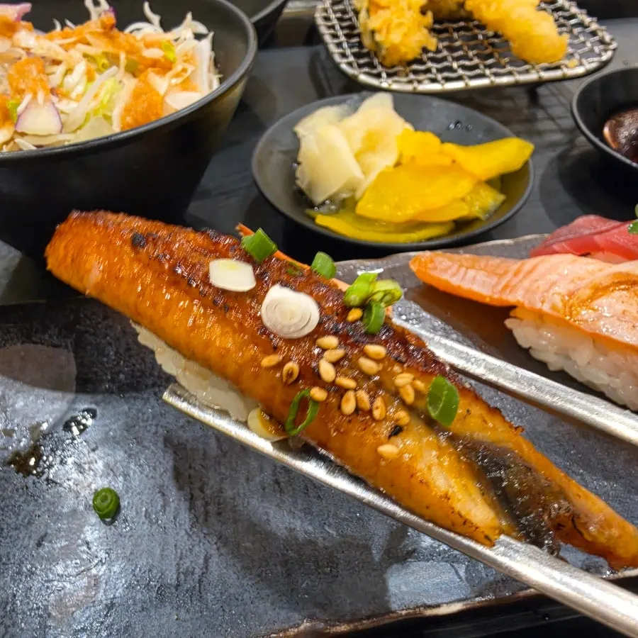 Nearly empty sushi plate