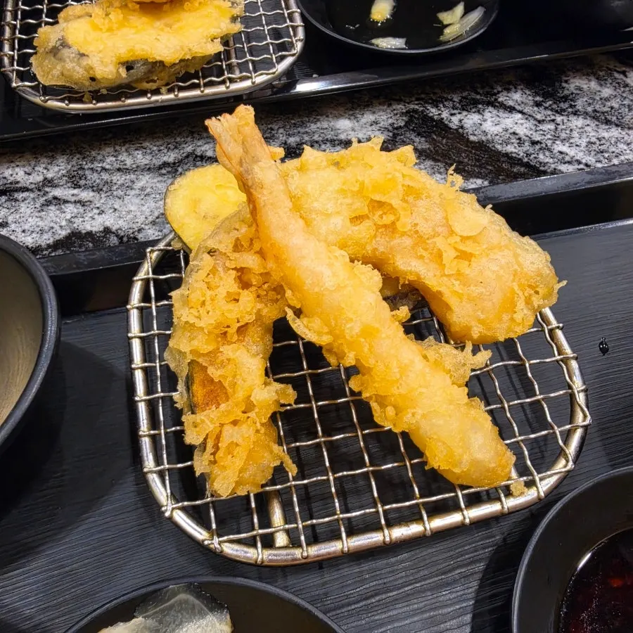 Sushi served alongside crispy tempura