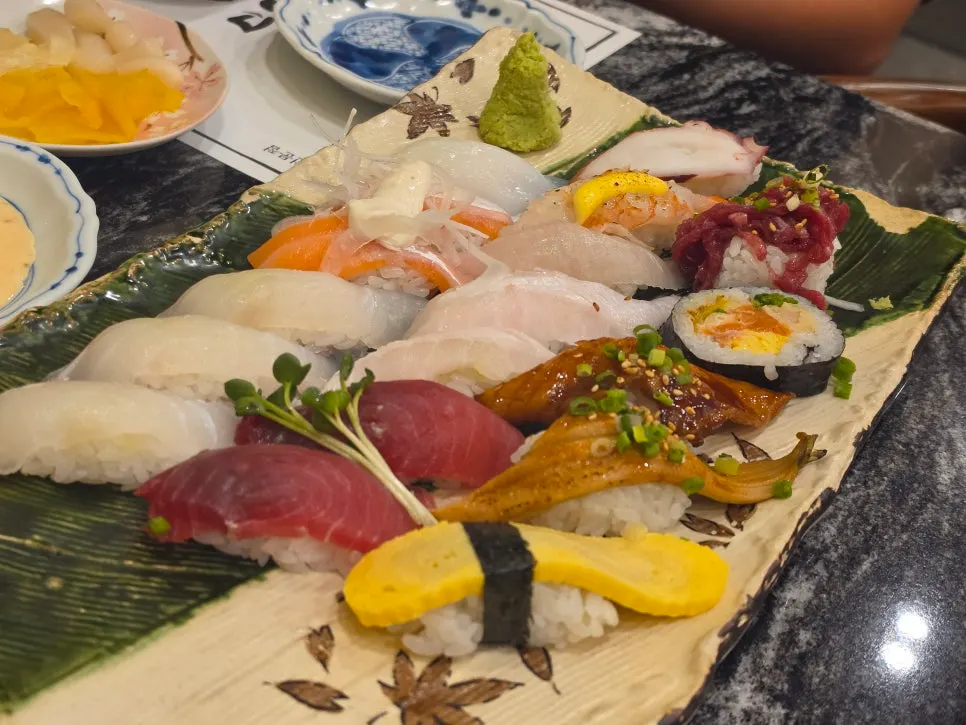 Assorted sushi set menu guide at Moshi Moshi Sushi