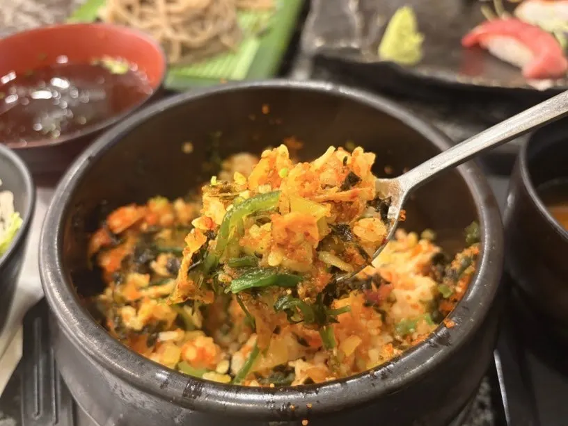 Soba noodle dish served with Set 1