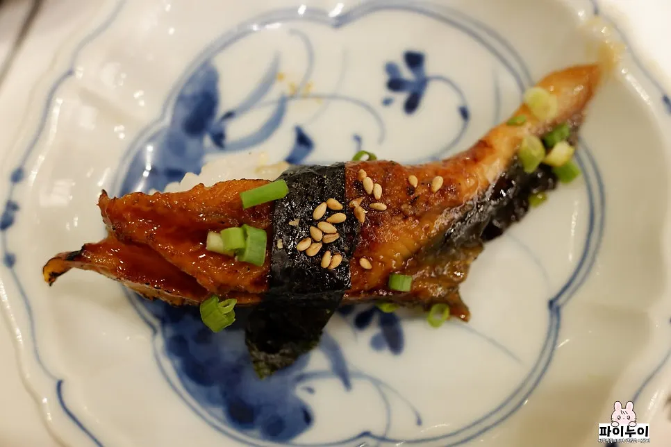 Close-up shot of a single piece of sushi