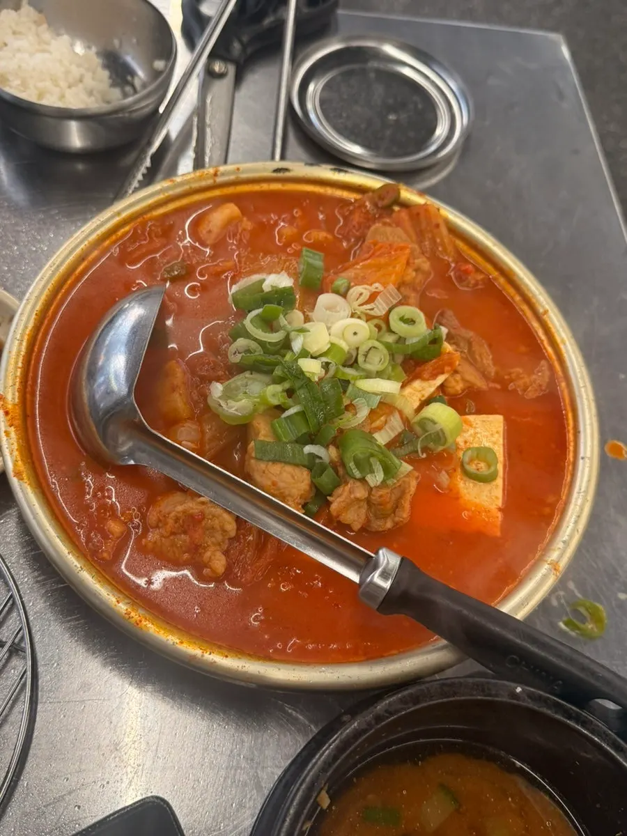 Pot of kimchi stew boiling