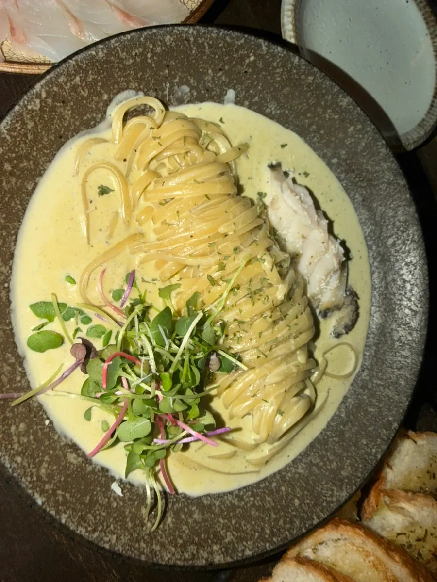 Abalone innard cream pasta at Motokurashi