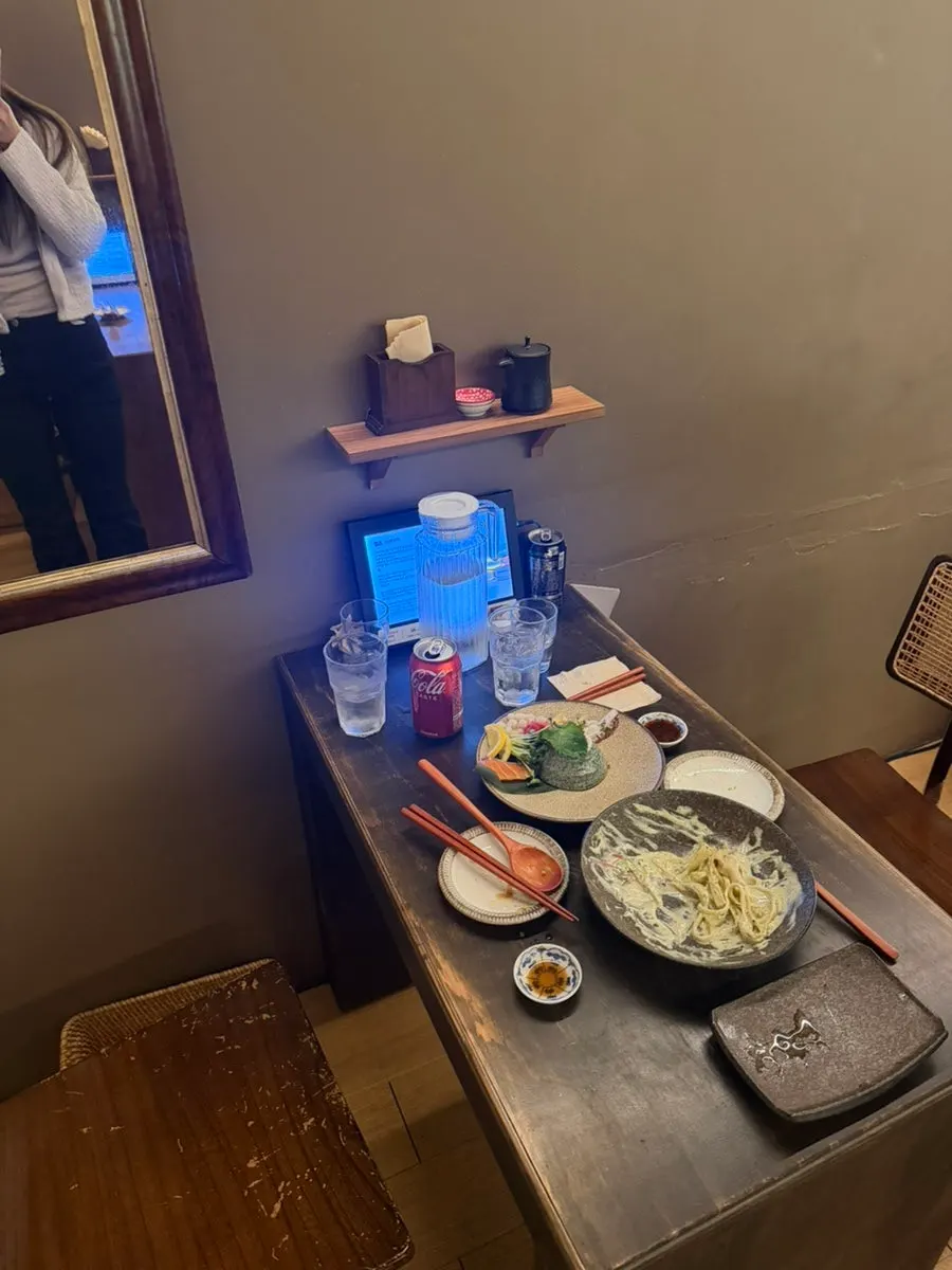 Drink menu at Motokurashi, including Ilpum Jinro and highballs
