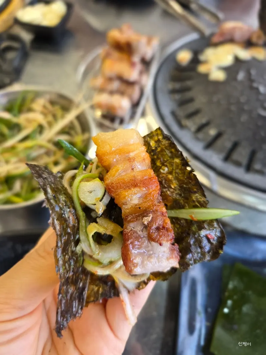 다시마에 올린 삼겹살 추천 조합