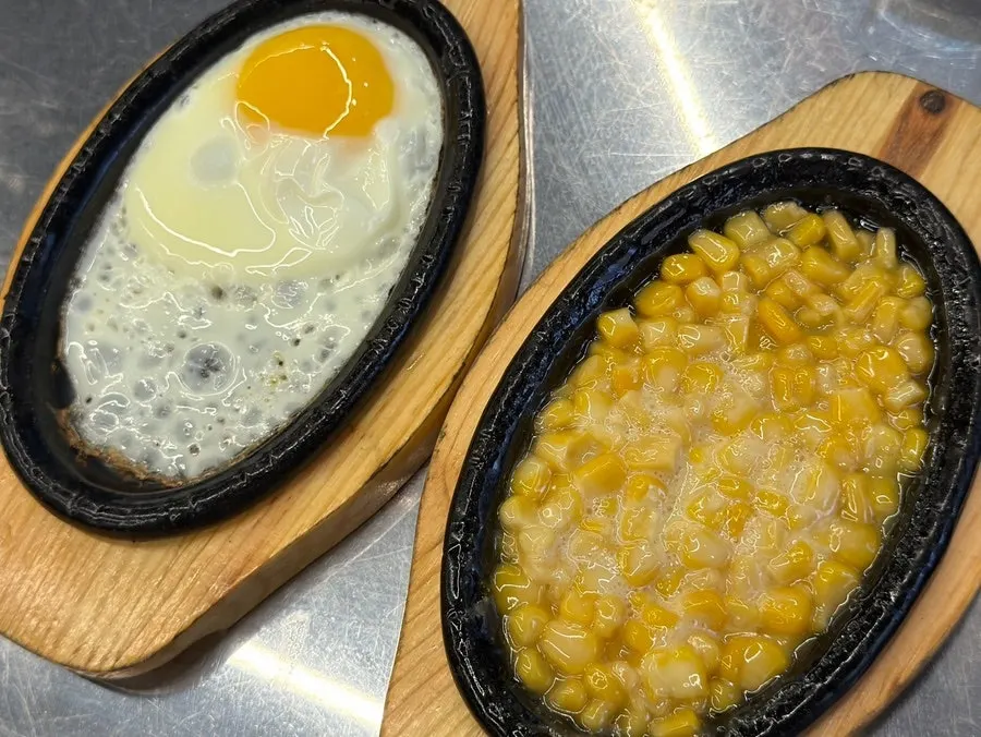 Fried egg and corn mayo side dishes