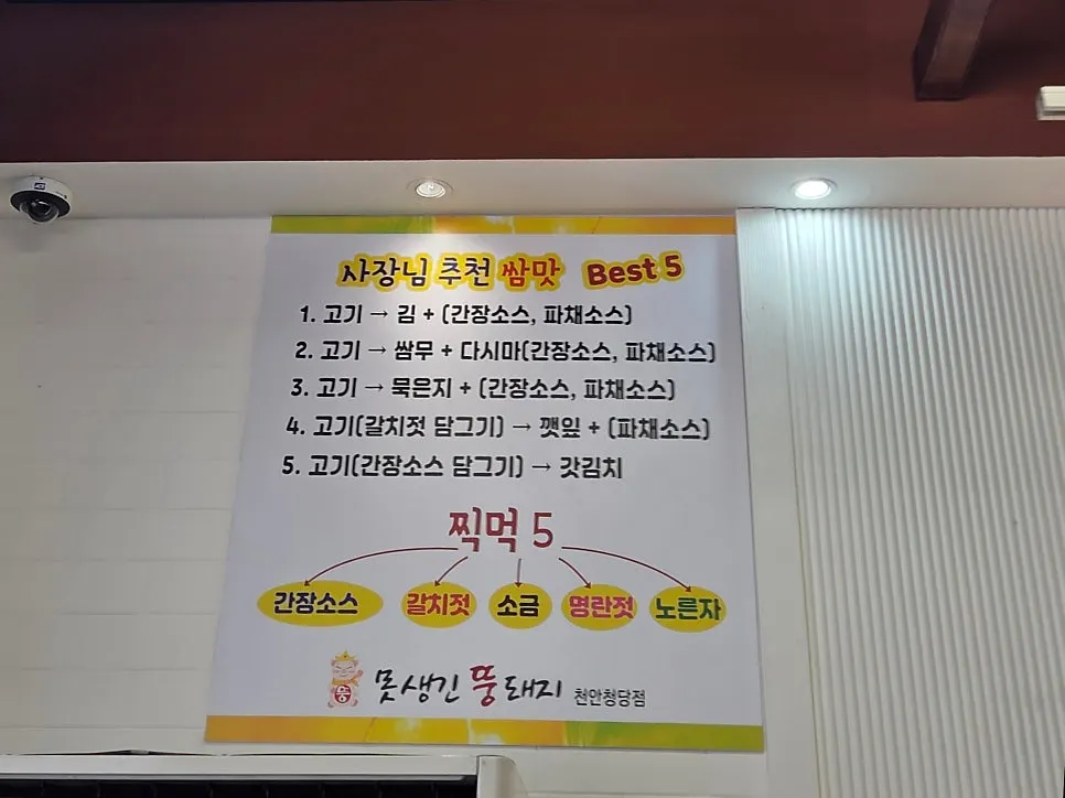 Wall-mounted guide on how to eat the meal