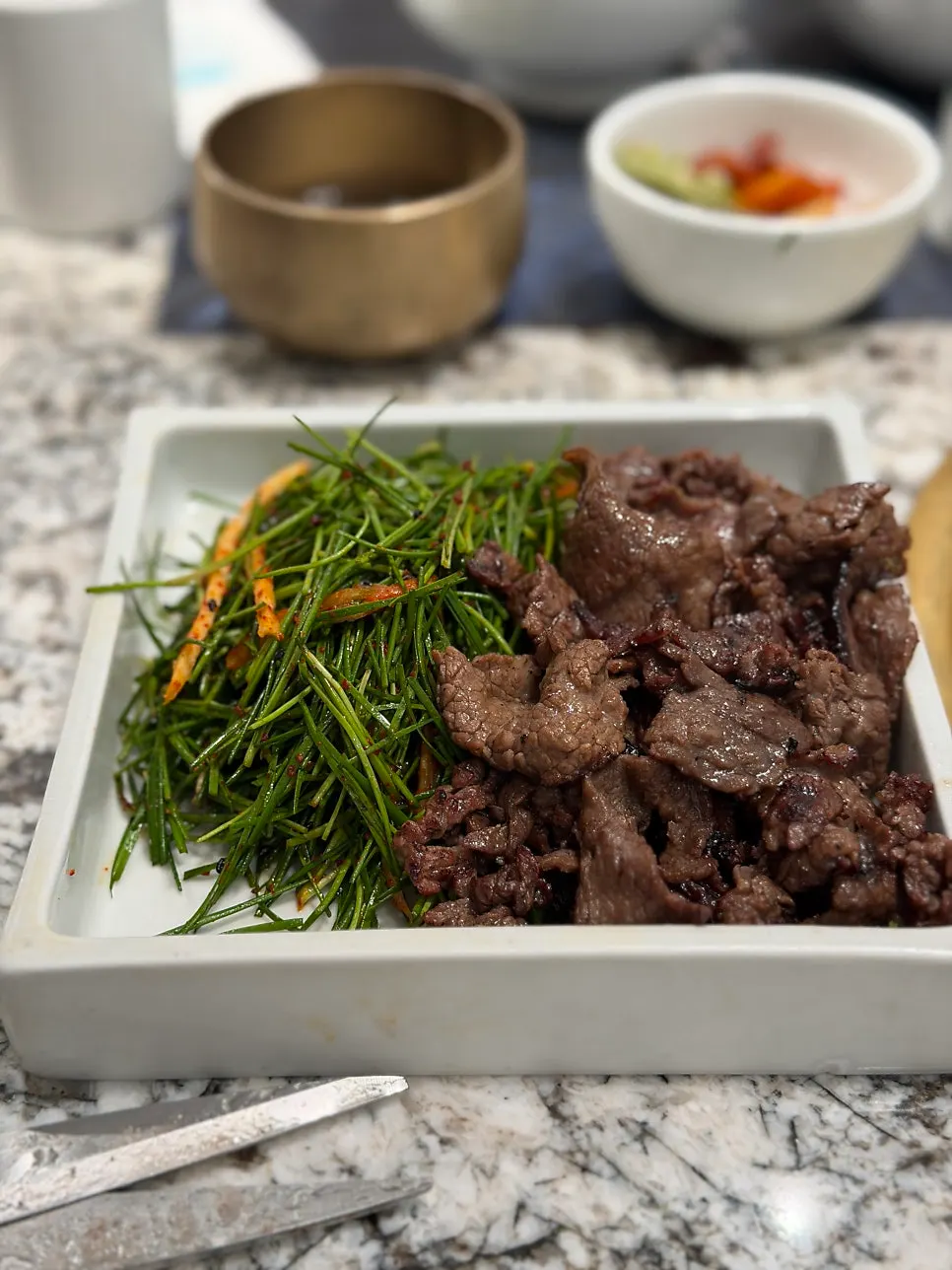 부드러운 한우 숯불양념구이 클로즈업