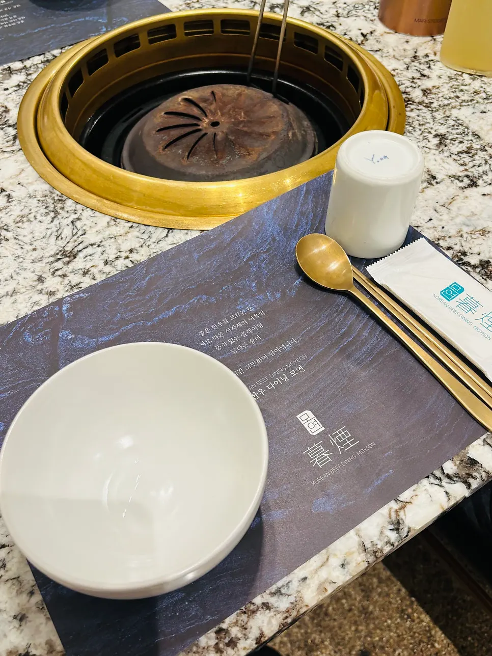 Neatly set basic tableware and tea
