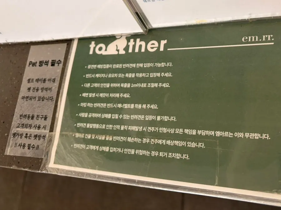 반려견과 함께 앉은 엠아르 애견동반 테라스석