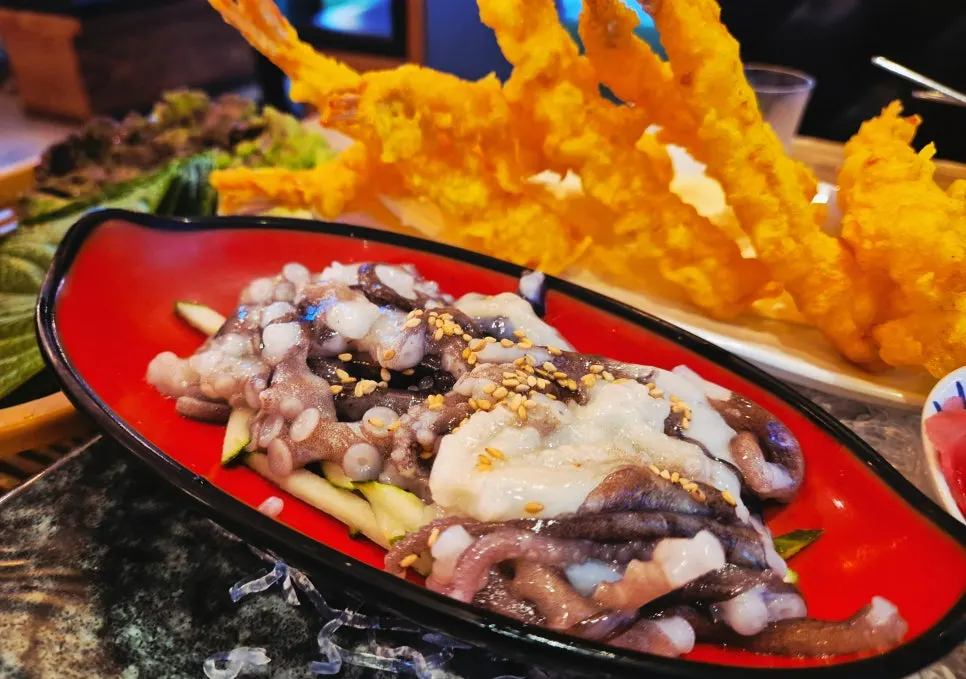 Live octopus served on a plate