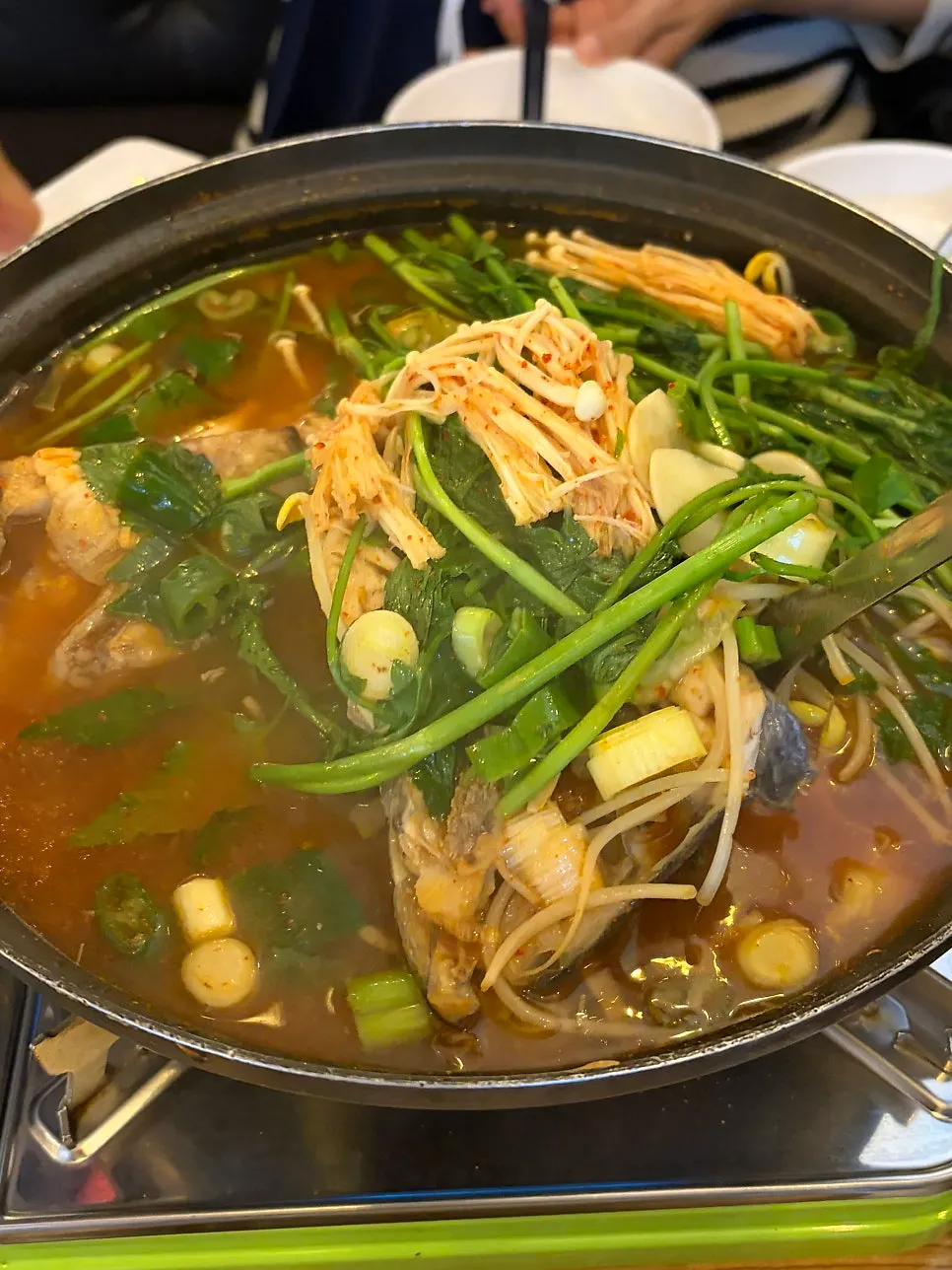 Spicy stew served in a small bowl