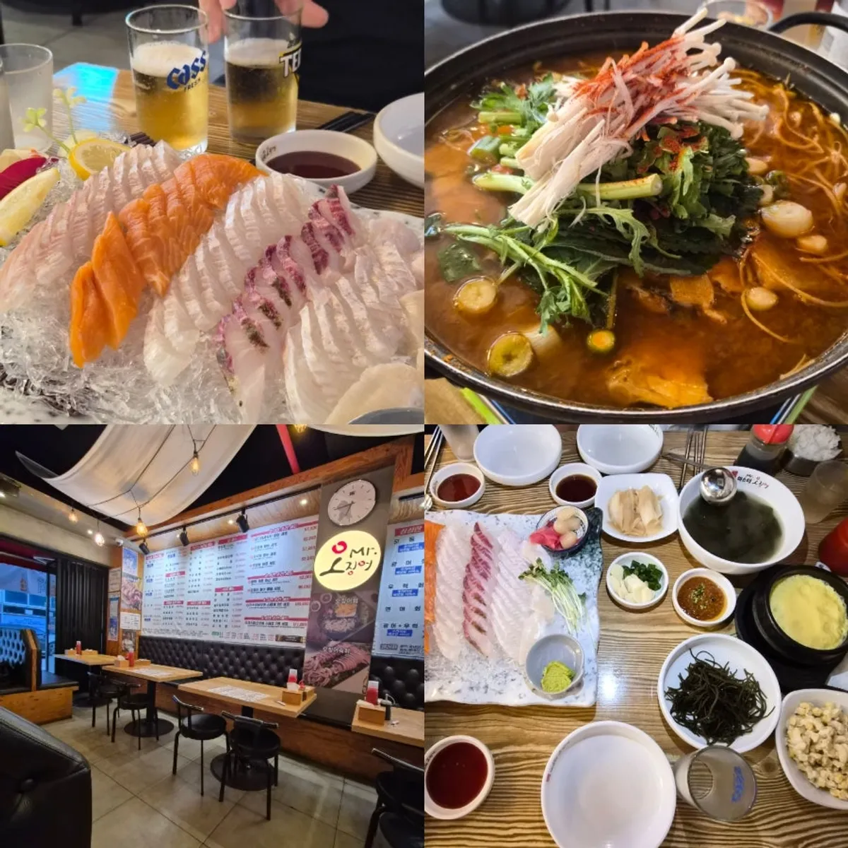 Assorted sashimi table spread at Mr. Squid Yongin Bojeong Branch