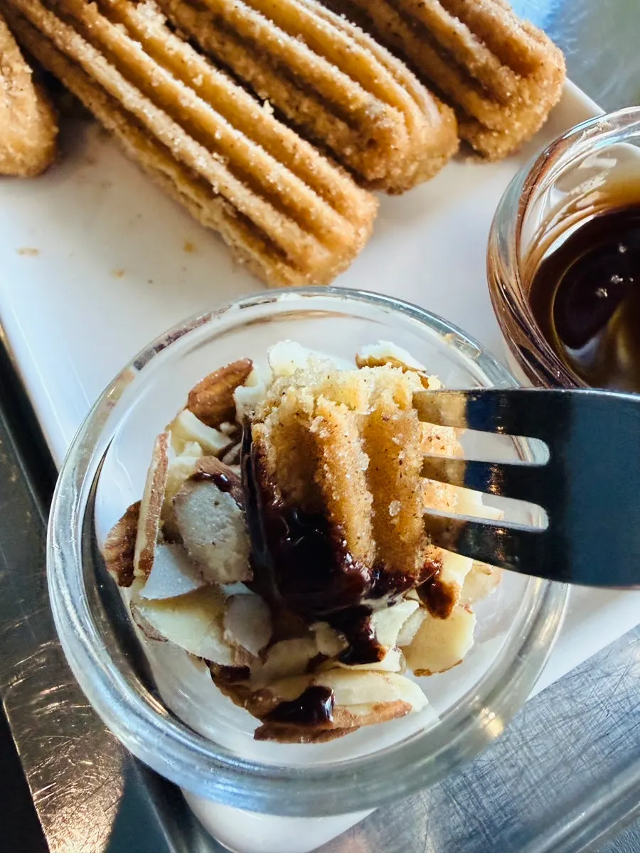 Freshly fried chocolate churros