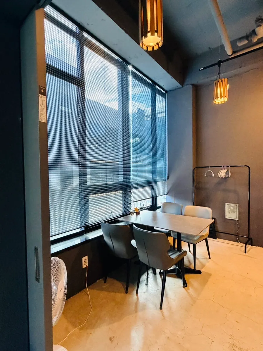 Black-and-gray café interior