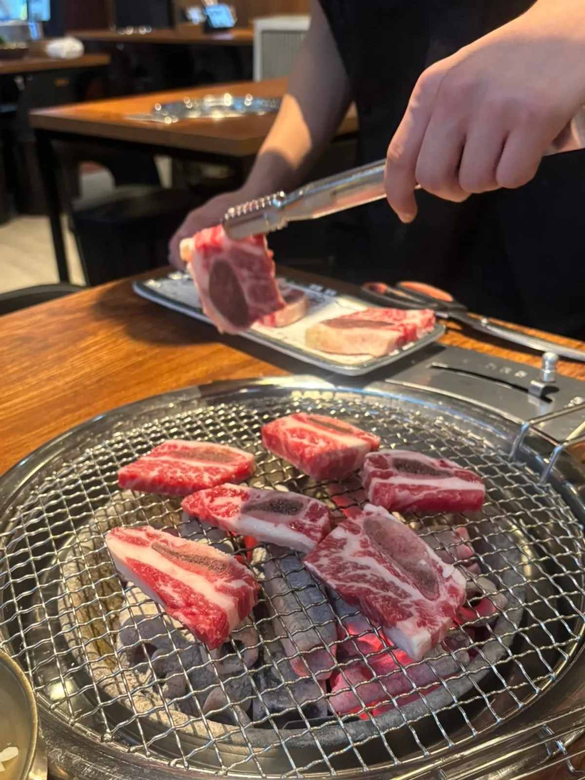 Plate of raw fresh beef ribs before grilling