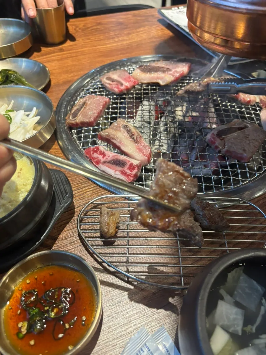 Grilled fresh beef ribs with charcoal aroma